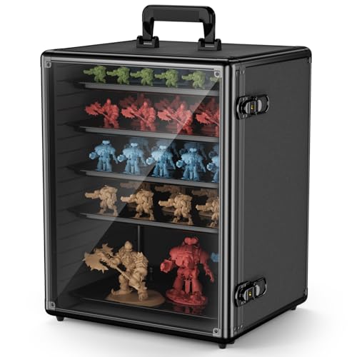Image of Vitula Miniatures Carrying Case, Large Capacity Miniature Storage Display Cases for Collectibles, with 5 Trays, Portable Figure Display Case for Miniature Storage & Carrying (L)