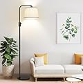 ?Upgraded? Dimmable Floor Lamp, 1000 Lumens LED Edison Bulb Included, Arc Floor Lamps for Living Room Modern Standing Lamp with Linen Shade, Tall Lamp for Bedroom Office Dining Room- Black