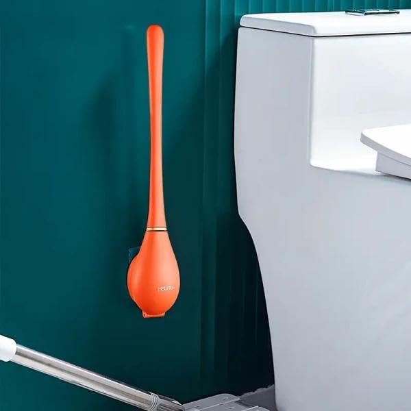 AVDIP Silicone Water Drop Toilet Brush and Holder Set || Bathroom/Toilet Cleaning Brush || Cleaning Supplies Tool || Silicone Cleaning Brush (Multicolor) Pack of 1 1