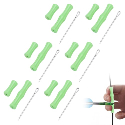 Sumind 6 Sets Bowstring Finger Guards Archery Bowstring Finger Protector for Hunting (Green)