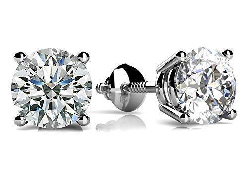 5mm VG Moissanite 1.0 cttw 14k White Gold Threaded Screw Back Round 4 Prong Stud Earrings (0.82 cttw 5mm VG Moissanite 1.0 cttw 14k White Gold Threaded Screw Back Round 4 Prong Stud Earrings (0.82 cttw