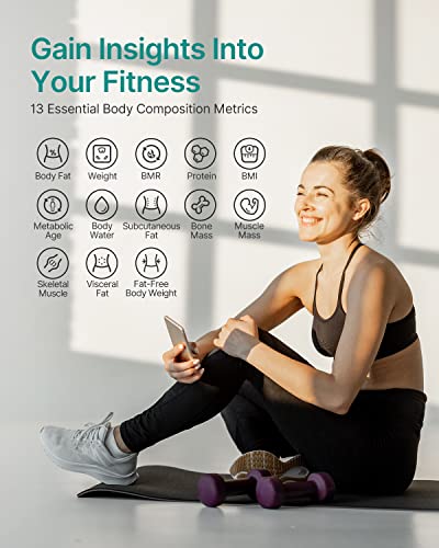 Fitindex Smart Body Fat Scale And Tape Measure, Digital Bathroom Scale For Body Weight And Fat & Measuring Tape For Body With App, Bluetooth Bmi Weighing Machine, Body Composition Analyzer For People #TOP2