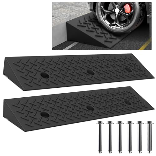 Heavy Duty Rubber Curb Ramp,2 PC 3.9" Rise Height,3 Tons(6600 LB) Capacity,Sidewalk Threshold Driveway Curb,Slope Ramps for Dock Bike Vehicle Wheelchair Warehouse Motorcycle (3.9 inch Height) by YZHUPTE - Used condition - US$54.10
