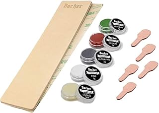 BACHER Stropping Leather DIY Knife Strop Kit  for Sharpening and Honing Knives, Woodcarving Chisels Tool - Premium Leather Strop 206mm x 56mm, Polishing Compound Set and Easy to use 3M Adhesive Tape