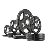 XMARK CHISEL Olympic Weight Plates, Rubber Grip Plates for Barbell, 2-inch Weights, Pairs or Sets, Strength Training and Weight Lifting for Home Gym (4) 115 lb Set)