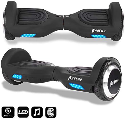Bluetooth Hoverboard with LED Light,Self Balancing Hover Board,Two Wheel Self Balance Scooter,UL Certified(Samsung Powerful Battery) with Free Sport Bag (Black-65A)
