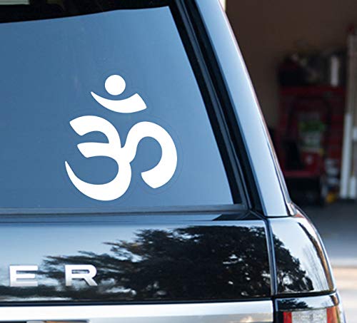Watershed Designs White Om Or Aum Symbol Hindu Yoga Black Or Options Sticker Decal Vinyl (White)