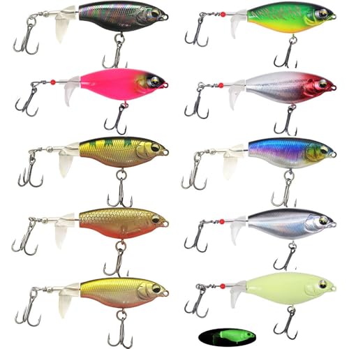 RTGSE 10PCS Top Water Fishing Lures Whopper Fishing Lure for Bass