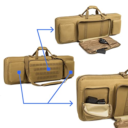 Classic Tactical Double Long Rifle Case Pistol Gun Bag With Bullet Shoulder Strap Carrying Handgun Rifle Case For Hunting Shooting(Khaki, 42''-Fits Up To 40'') #TOP4
