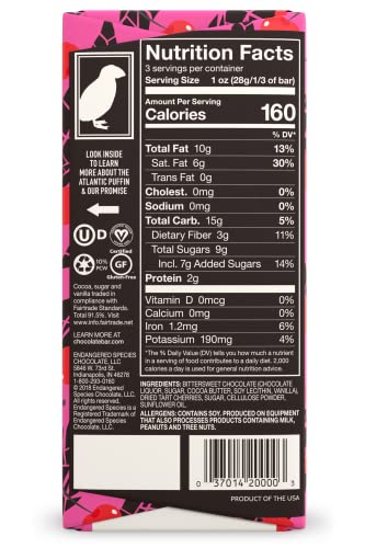 Endangered Species Dark Chocolate Bar With Cherries (72% Cocoa) #TOP2