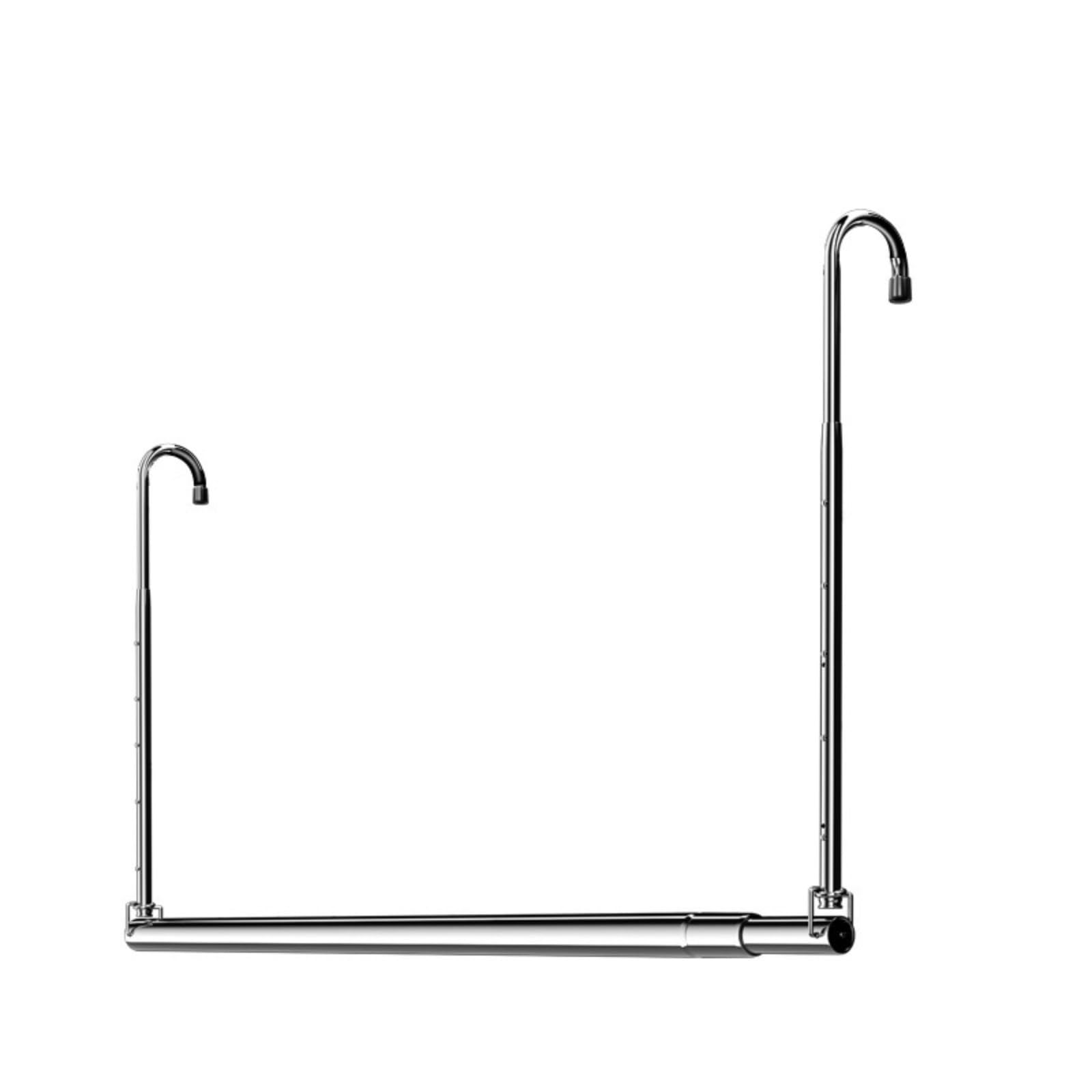 Portant à vêtements suspendu en acier inoxydable, portant à vêtements télescopique，La perche télescopique est réglable en longueur de 120 cm à 240 cm, adaptée à une utilisation intérieure/extérieure.