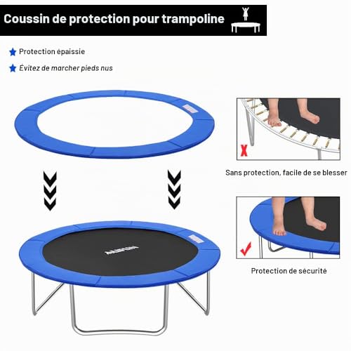 Bâche trampoline anti-déchirures housse imperméable et résistante aux UV bleu