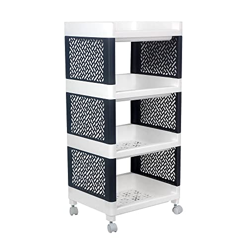 ESTANTE PLASTICA COM 4 PRATELEIRAS E RODIZIO