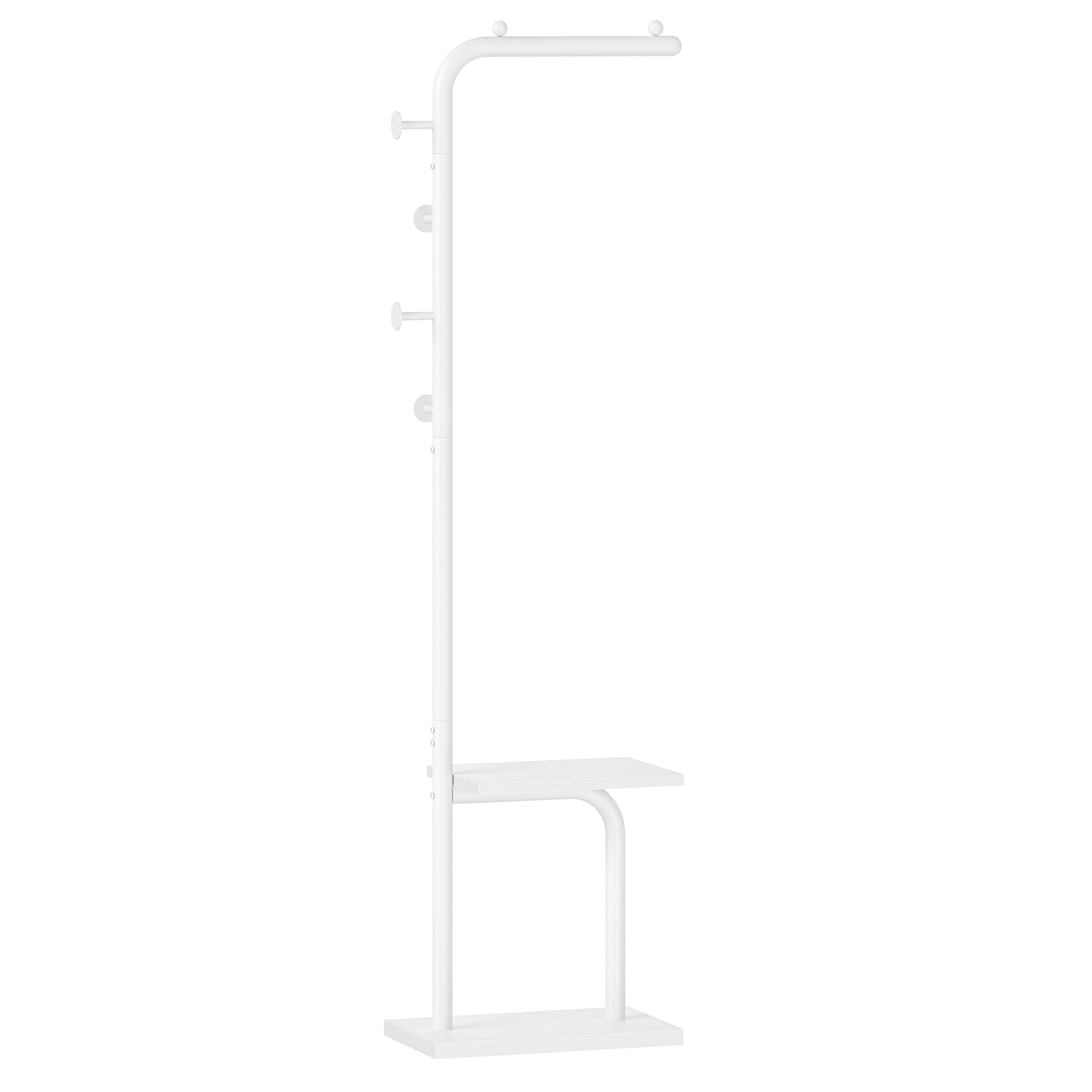 HOOBRO Portemanteau en Métal avec 4 Crochets et 1 Barre Anti-Dérapante, Portant à Vêtements Moderne en L, Blanc