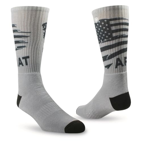 ARIAT Graphic Crew Socks, 2 Pairs Gray/Orange LARGE3