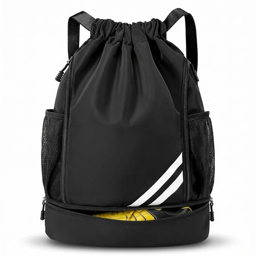 Adfuenom Turnbeutel für Jungen Damen Herren Kinder Sporttasche Sportrucksack Sportbeutel mit Kordelzug Schuhfach Schwimmrucksack Basketball Tasche Rucksack Sport Fussballtasche Wasserdicht Gym Bag