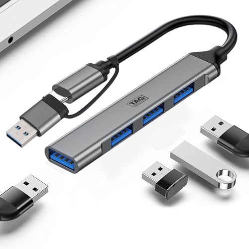 Image of TAG 4-in-1 Type C USB Hub Multiport Adapter, USB Hub with Aluminium Shell, 1 x USB 3.0 & 3 x USB 2.0 for PC, MacBook, Mac mini, iMac, Tablet, and Mobile Phones (HUB A+C)