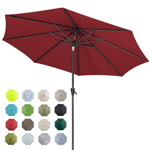 Image of Tempera Patio Market Outdoor Table Umbrella with Auto Tilt and Crank, Large Sun Umbrella with Sturdy Pole & Fade Resistant Canopy, Easy to Set