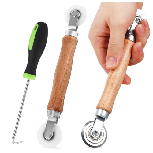 ARTIBETTER 1セットアルミ製 網戸修理ツール 自装用圧輪 便利なフック付き 種