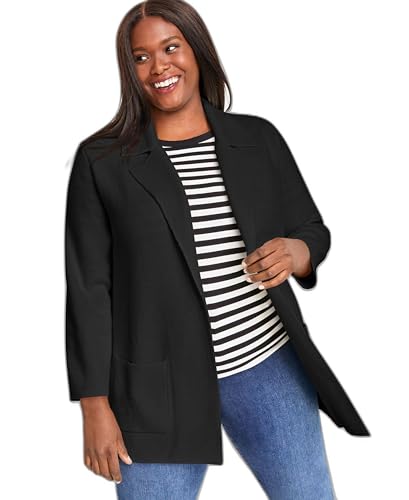 On 34th Women's Plus Size Sweater Blazer (Deep Black, 2X)