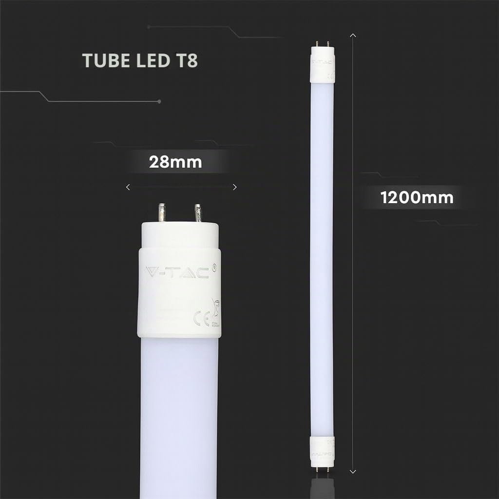 Lot de 5 tubes LED 120 cm, blanc neutre (4000 K), 160 lm/W, 1920 lumens, T8, G13-12 W (remplace 36 W) avec démarreur, tube LED fluorescent tube
