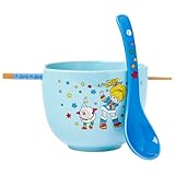 Silver Buffalo Rainbow Brite and Twink Ceramic Ramen Bowl with Chopsticks and Spoon, 20 Ounces