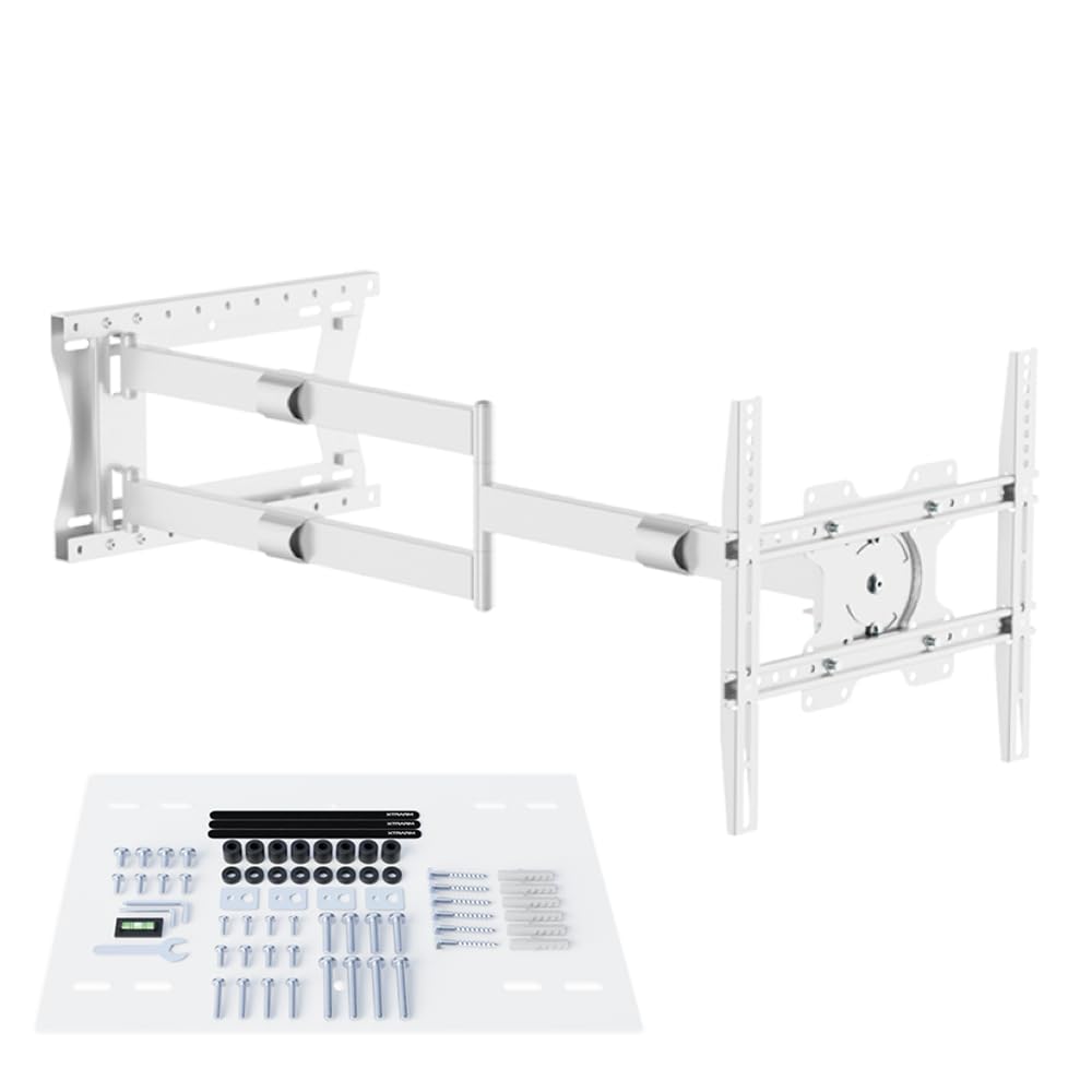 XTRARM TiTon 120 cm, supporto TV a parete, girevole, ruotabile, 40kg, VESA max.400x400mm bianco