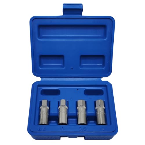 Image of JEUCLEL Stud Extractor Set, 4PCS 1/2-inch, Broken Stud Removal Socket, Chrome Vanadium Steel, for 2.5mm, 3mm, 3.5mm, 4mm Bolts, Portable Storage
