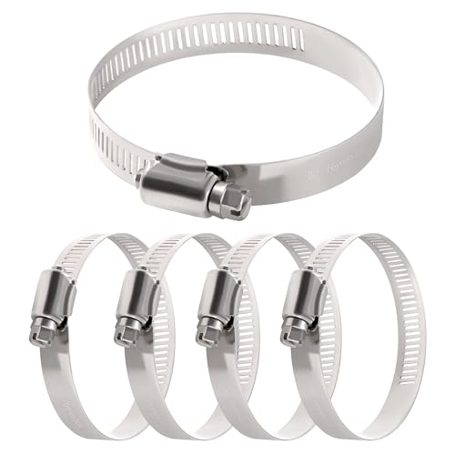 YIXISI 5 PCS 52-76 mm Hose Clips, 304 Stainless Steel Hose Clips, Adjustable Hose Clamps, Jubilee Clip, for Hose Pipe Tube