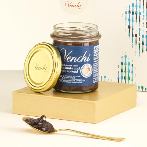 Venchi – Streichcreme Kakao und Haselnuss NO Added Sugar, 200 g – Ohne künstliche Süßstoffe – Mit Piemont-Haselnüssen – Glutenfrei