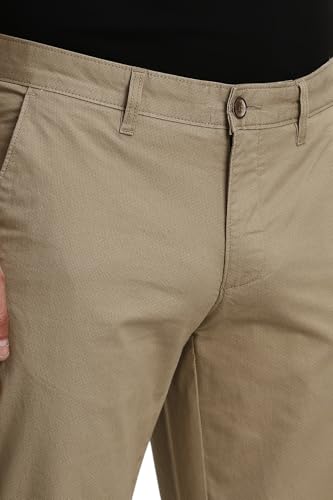 Image of Louis Philippe Men's Slim Fit Solid Cotton Blend Casual Trousers