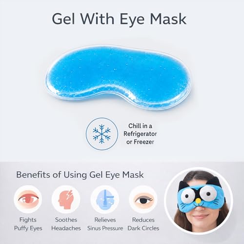 Image of Jenna Cute 3D Sleeping Eye Shade Mask Cover For Insomnia, Meditation, Puffy Eyes And Dark Circles With Gel Pack Cat Blue