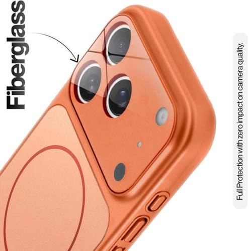 Image of for iPhone 17 Pro Max |Convert to 17 pro /17 Pro Max Style Premium Back Glass Magsafe Wireless Charge Converter Cover for iPhone 17 Pro Max |Convert to 17 pro /17 Pro Max (Orange)