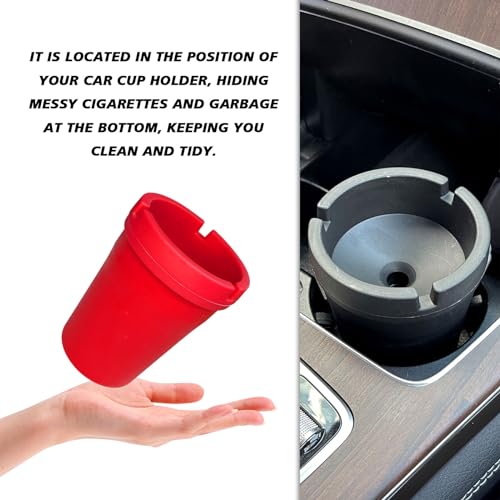 Image of BEYPOVK Car Ashtray with Lid, Smokeless Ashtrays for Car Cup Holder Smell Proof, Automotive Interior Accessories Portable Cigarette Ash Tray for Indoor Home Office Outdoor Car Truck SUV (Red)
