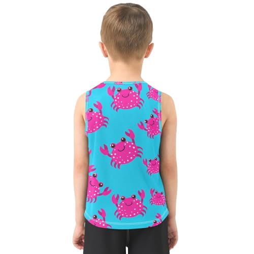 J JOYSAY Spotted Cartoon Crab Boys Tank Top Sleeveless Muscle Shirts Quick Dry Kids T-Shirts 3-15T3