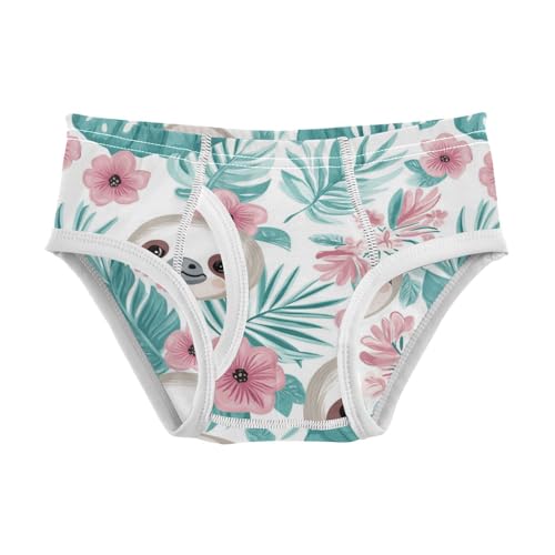 Wusikd Cartoon Sloth Boys' Underwear Cotton Pink Flowers Boys Briefs Soft Toddler Underwear 2T