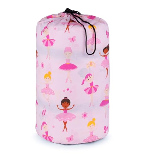 Image of Wildkin Kids Sleeping Bag - Roll-Up Design with Storage Bag for School, Travel & Camping - Ballerina