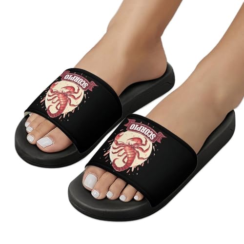 Zodiac Sign Scorpio Unisex Shower Shoes House Slippers Non-Slip Indoor Bathroom Shoes for Pool Beach 43 (265mm)3