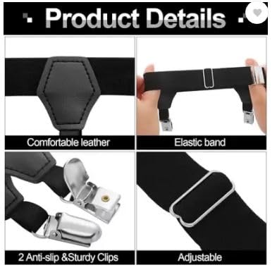 JJW thigh high socks garter Adjustable Elastic Suspenders Double Sturdy Clips Stays For Men Non-slip Clamps Military Police