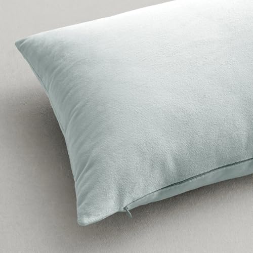 Image of MIULEE Pack of 2 Velvet Pillow Covers Decorative Square Pillowcase Soft Solid Cushion Case for Sofa Bedroom Car 12 x 12 Inch Baby Blue