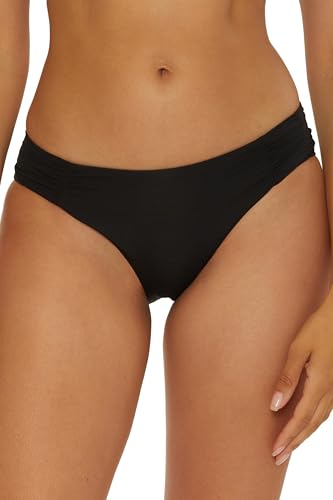 Women's Buckle Up Shirred Bikini Bottom, Cheeky Coverage, Swimwear Separates