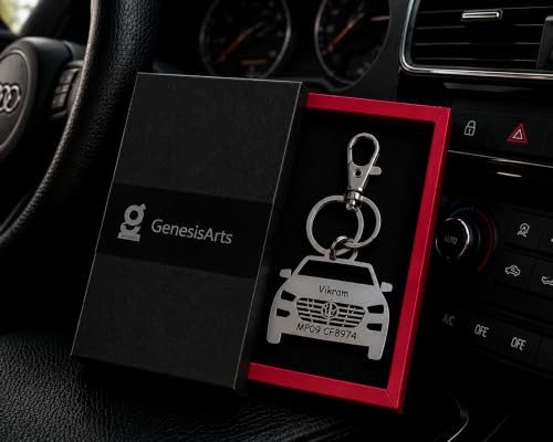 Image of Personalized Stainless Steel Key Chain /Key Ring | Durable, Compatible with All Models | Customized Car Number Plate | Ideal Gift for Him (Silver)