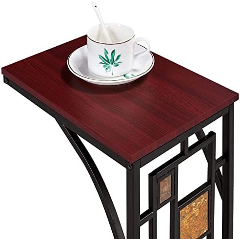 Yaheetech End Table C-Shaped Side Tables Antique Coffee Table with Storage Shelf for Living Room, Office(Grid Style)