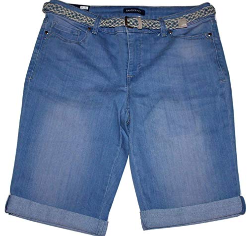 Bandolino Riley Women's Light Wash Denim Blue Bermuda Shorts with Belt and 13