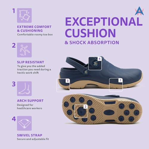 Image of Anywear Zone Clogs - Water Resistant EVA Non Slip Work Shoes Women - Slip Resistant Work Shoes for Women - Nursing Clogs with Back Strap - Arch Support with Swivel Strap - Lightweight & Easy to Clean