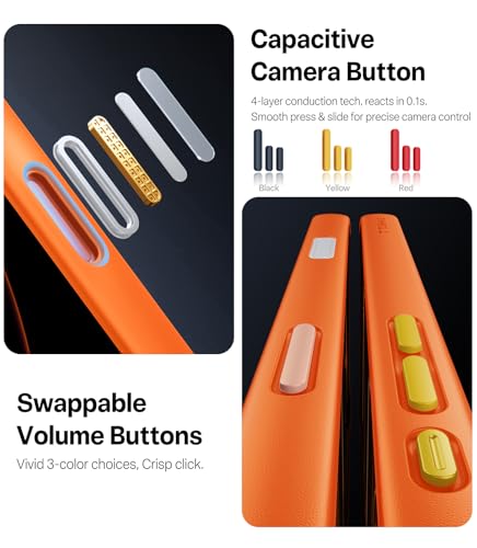TORRAS Shockproof for iPhone 17 Pro Max Case with Camera Control Button, [12FT Military Grade Drop Protection] Enhanced Grip & Soft Touch Translucent 17 Pro Max Case with DIY Buttons, Zest Orange