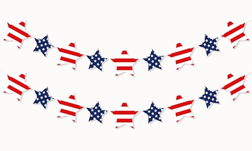 VILIFEVER Patriotic Star Garland Banner for 4th of...