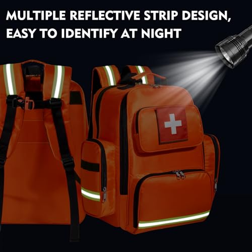 Image of Gatycallaty First Aid Backpack Medical Emt First Responder Bag Empty Ems Emergency Home Health Hiking Trauma Travel Camping (Large, Orange)