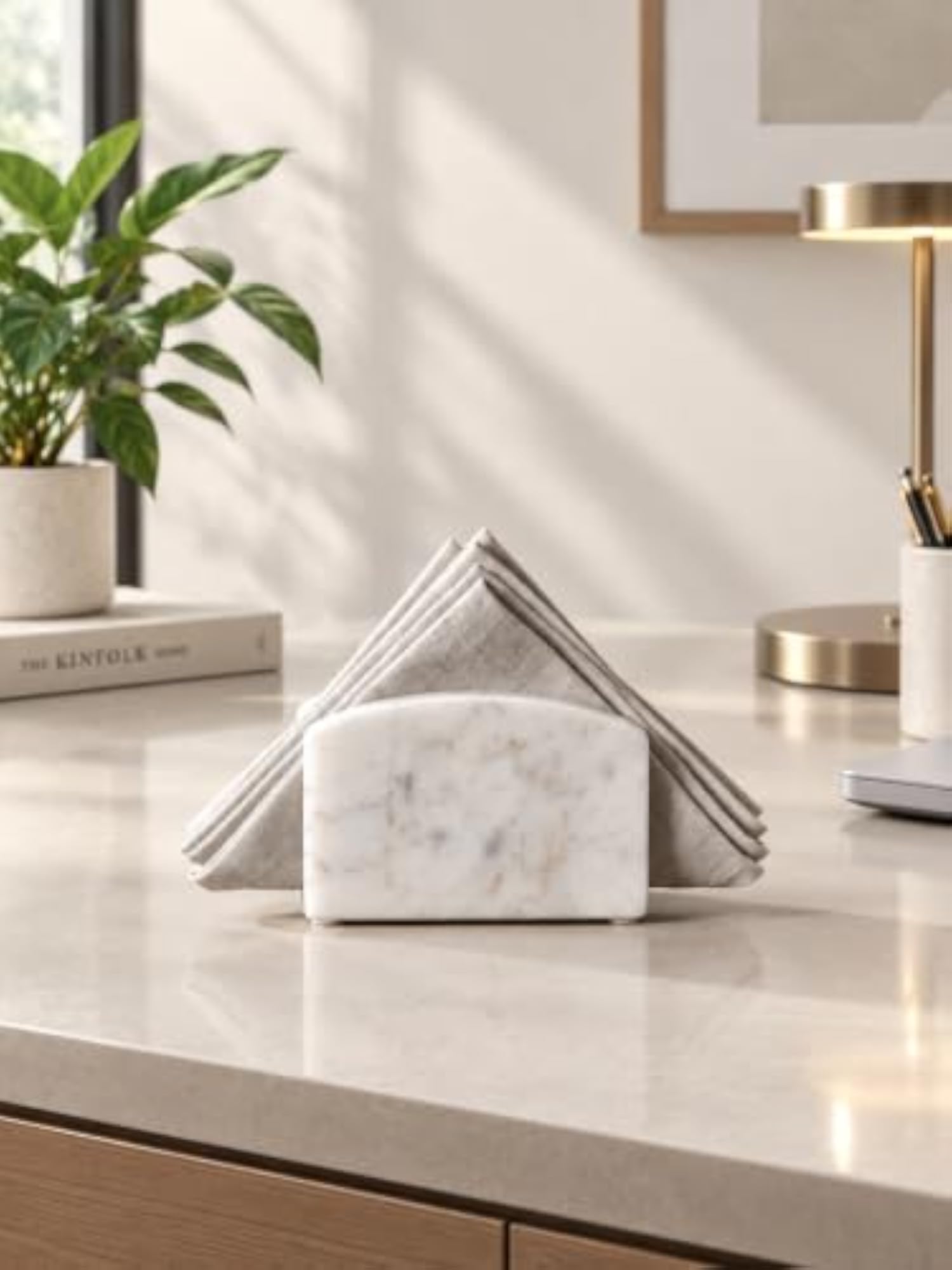 White Marble Napkin/Tissue Holder, Modern Design