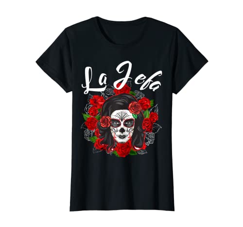 Mujer Rockera Mujer, Surgar Skull, La Jefa, Calavera Muertos Camiseta Cover